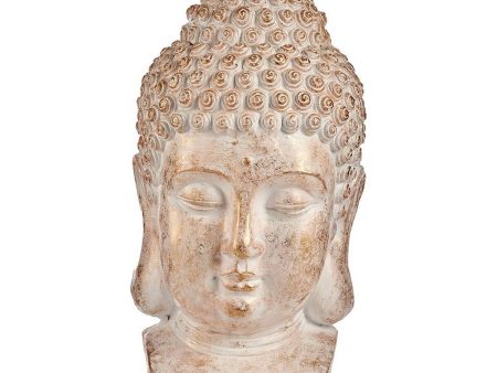 Decorative Garden Figure Buddha Head White Gold Polyresin (35 x 65,5 x 38 cm) Supply