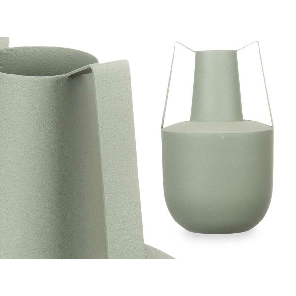 Vase With handles Green Steel 14 x 24 x 14 cm (6 Units) Hot on Sale