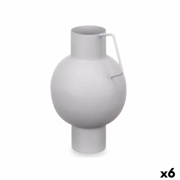 Vase Sphere Grey Steel 15 x 23 x 13 cm (6 Units) on Sale