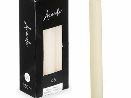 Candle Set Acorde 123-B-AR Cream 2 x 2 x 15 cm (12 Units) Fashion