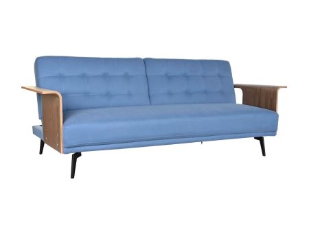 Sofabed DKD Home Decor Black Blue Metal Brown Polyester Eucalyptus wood (203 x 87 x 81 cm) Fashion