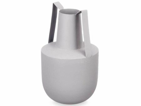 Vase With handles Grey Steel 14 x 24 x 14 cm (6 Units) on Sale