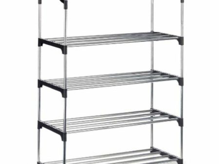 Shoe Rack 4 Shelves 76 x 26 x 58 cm Silver Black Metal (6 Units) Online Sale