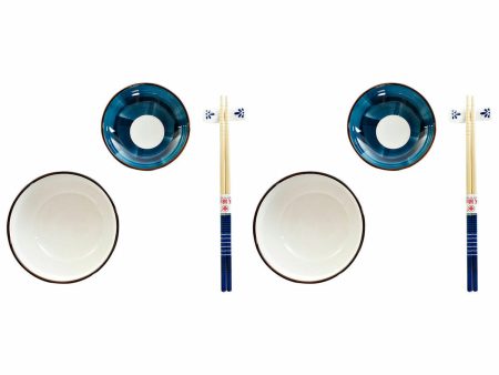 Sushi Set DKD Home Decor 34 x 29,5 x 7,3 cm Porcelain Blue White Oriental (34 x 29,5 x 7,3 cm) Online