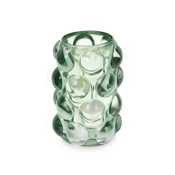 Candleholder Microbeads Green Crystal 8,4 x 12,5 x 8,4 cm (12 Units) For Discount