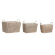 Basket set DKD Home Decor Beige Metal 39 x 29 x 31 cm 3 Pieces Hot on Sale