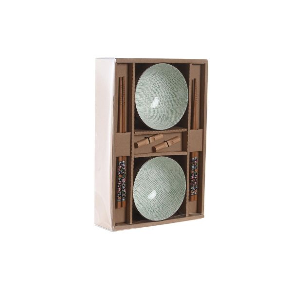 Sushi Set DKD Home Decor 30 x 21 x 7 cm Green Sky blue Stoneware Oriental (6 Pieces) Online Sale