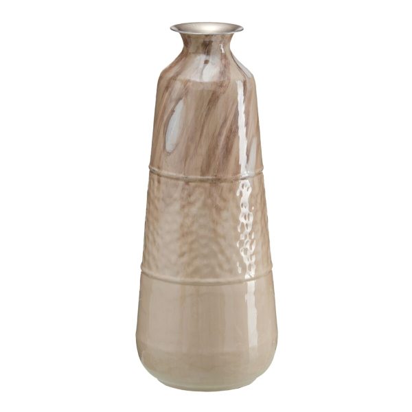 Vase Beige Iron 28 x 28 x 68 cm Fashion