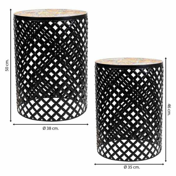 Flower Pot Stand Alexandra House Living Black Iron Tile 38 x 50 x 38 cm 2 Pieces on Sale