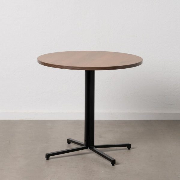 Table Black Natural MDF Wood 80 x 80 x 75 cm For Sale