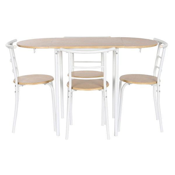 Table set with 4 chairs DKD Home Decor White Natural Metal MDF Wood 121 x 55 x 78 cm For Cheap