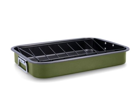 Roasting Tin Quid Naturalia Grille Green Metal 42 x 30,5 x 6,3 cm Fashion