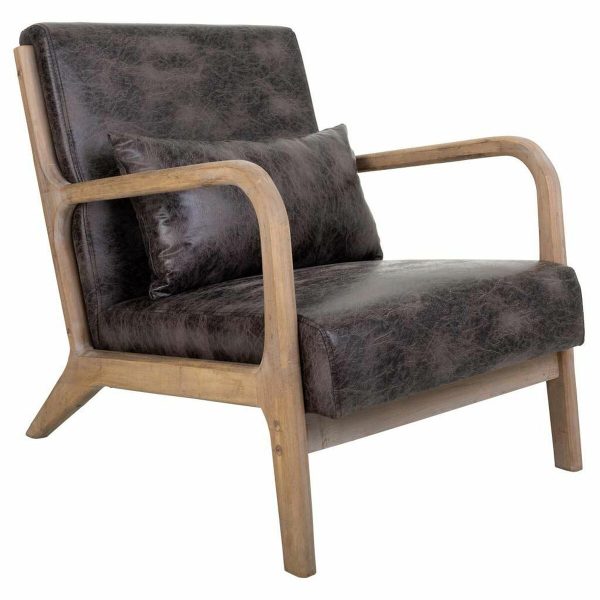 Armchair Alexandra House Living Brown Wood 83 x 74 x 66 cm For Cheap