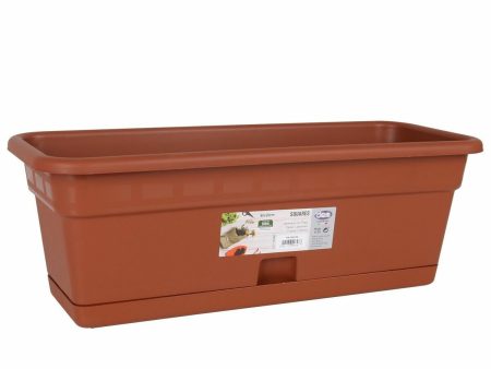 Planter with Dish Dem Squares Rectangular Brown 50 x 20 cm (8 Units) For Cheap