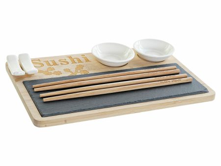 Sushi Set DKD Home Decor PC-186227 White Black Natural Bamboo Board Modern Oriental 28,5 x 18,5 x 2,6 cm (9 Pieces) (28,5 x 18,5 Discount