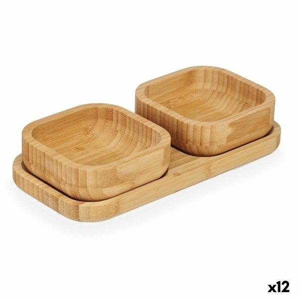 Appetizer Set Brown Bamboo (12 Units) For Discount