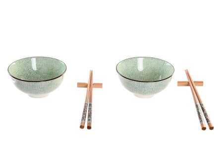 Sushi Set DKD Home Decor 30 x 21 x 7 cm Green Sky blue Stoneware Oriental (6 Pieces) Online Sale