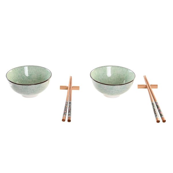 Sushi Set DKD Home Decor 30 x 21 x 7 cm Green Sky blue Stoneware Oriental (6 Pieces) Online Sale