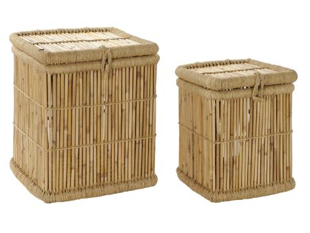 Basket set DKD Home Decor Natural Rope Bamboo (46 x 46 x 55 cm) Hot on Sale