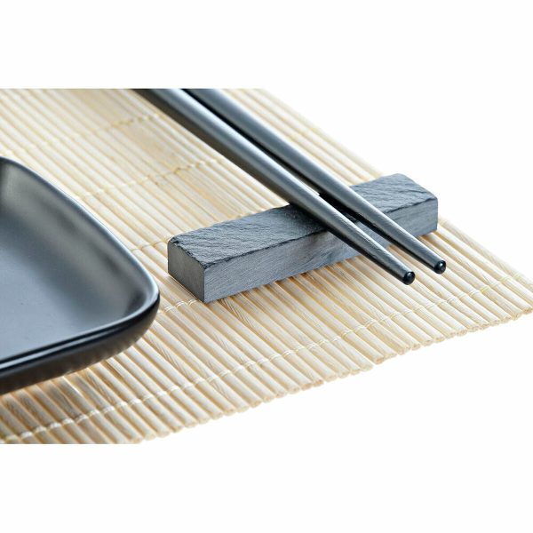 Sushi Set DKD Home Decor Black Natural Metal Bamboo Stoneware Oriental 30 x 40 cm 27,8 x 17,8 x 3 cm (7 Pieces) (27,8 x 17,8 x 3 Online now