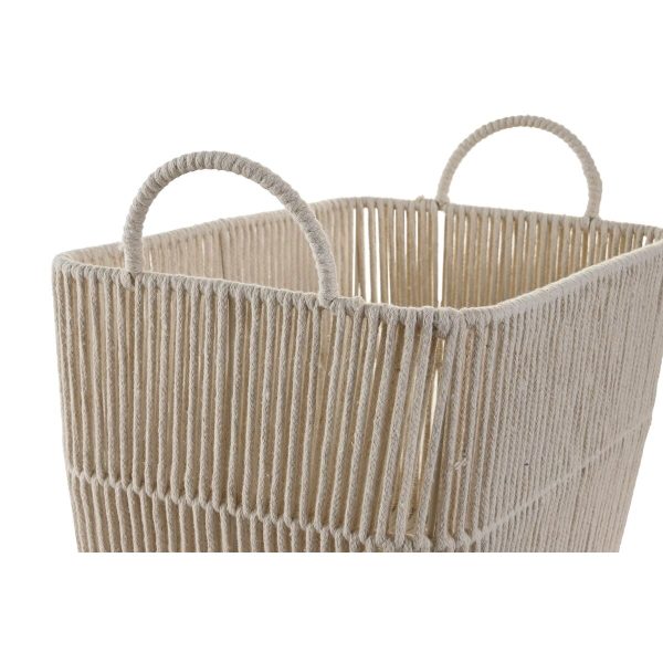 Basket set DKD Home Decor Beige Metal 39 x 29 x 31 cm 3 Pieces Hot on Sale