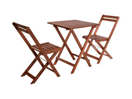 Table set with 2 chairs EDM Brown Online Hot Sale