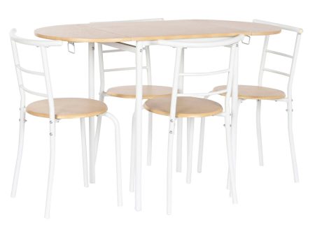 Table set with 4 chairs DKD Home Decor White Natural Metal MDF Wood 121 x 55 x 78 cm For Cheap