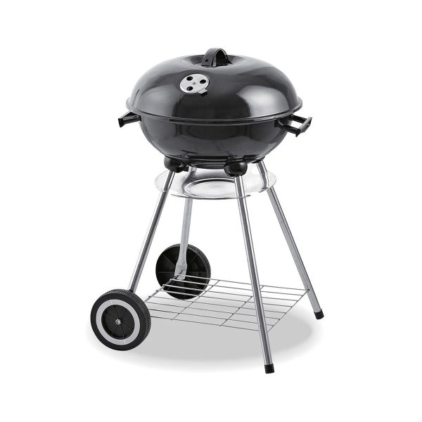 Coal Barbecue with Cover and Wheels EDM 73834 Black Iron Ø 44 x 70 cm For Discount