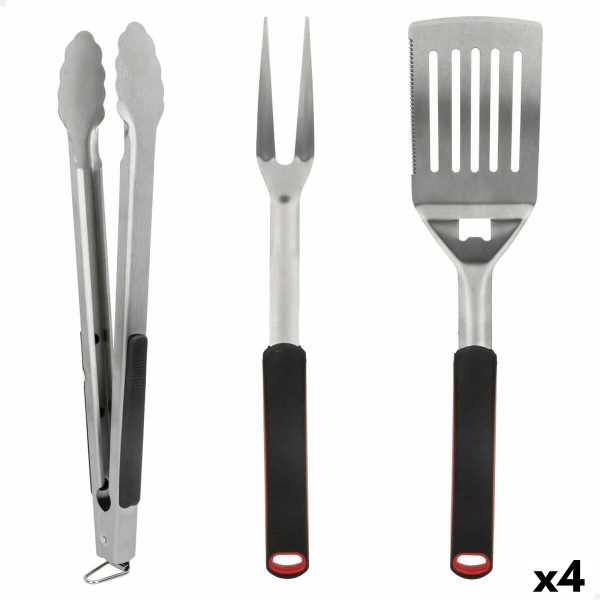 Barbecue Utensils Set Aktive 3 Pieces Barbecue Stainless steel 9 x 41 x 5 cm (4 Units) Cheap