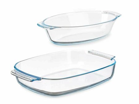 Set of trays Transparent Borosilicate Glass 700 ml 2 L (6 Units) Sale