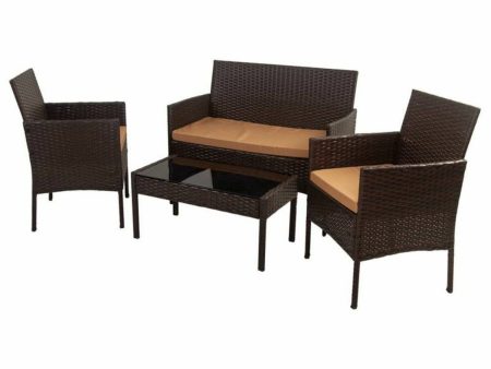 Table Set with 2 Armchairs Alexandra House Living Brown 4 Pieces Hot on Sale