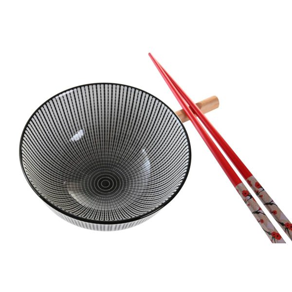 Sushi Set DKD Home Decor 30 x 21 x 7 cm Black Stoneware Oriental (6 Pieces) For Cheap