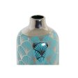 Vase DKD Home Decor 13 x 13 x 26 cm Porcelain Turquoise Oriental Chromed Sale