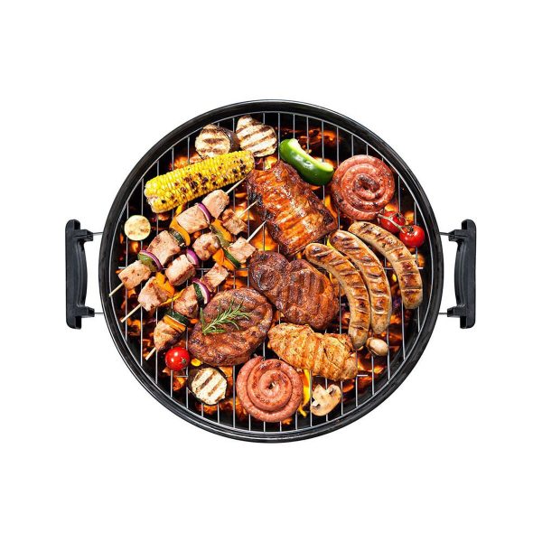 Coal Barbecue with Cover and Wheels EDM 73834 Black Iron Ø 44 x 70 cm For Discount