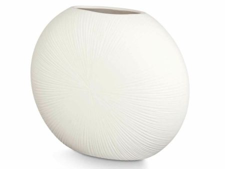 Vase Circular White Ceramic 40 x 34,5 x 16 cm (2 Units) For Sale