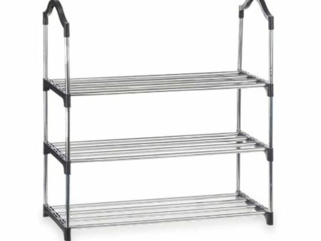 Shoe Rack 3 Shelves Silver 58 x 26 x 58 cm Black Metal (6 Units) Discount