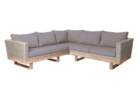 Garden sofa Patsy Grey Wood Rattan 235 x 230 x 64,5 cm For Discount