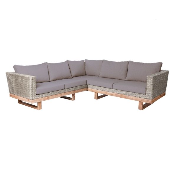 Garden sofa Patsy Grey Wood Rattan 235 x 230 x 64,5 cm For Discount