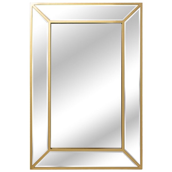 Wall mirror Alexandra House Living Golden Rectangular For Sale