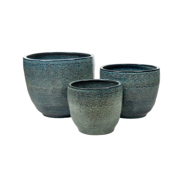 Set of Planters Romimex Blue Porcelain (3 Pieces) Online