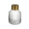 Vase Transparent Golden Glass 14,5 x 22 x 14,5 cm (6 Units) For Sale