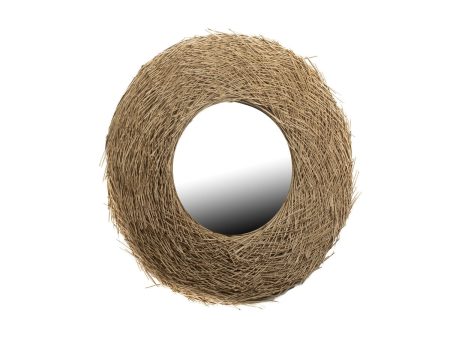 Wall mirror Romimex Nest Natural Rattan 110 x 20 x 110 cm Circular Online Hot Sale