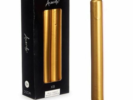 Candle Set Acorde 126-D-AR Golden 2 x 2 x 20 cm (12 Units) on Sale