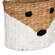 Basket Fox White Black Beige Natural Fibre 30 x 11 x 33 cm Online