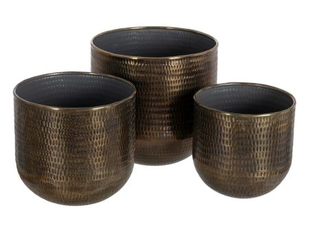 Set of Planters Bronze Golden Aluminium 37,5 x 37,5 x 35 cm (3 Units) Online Sale