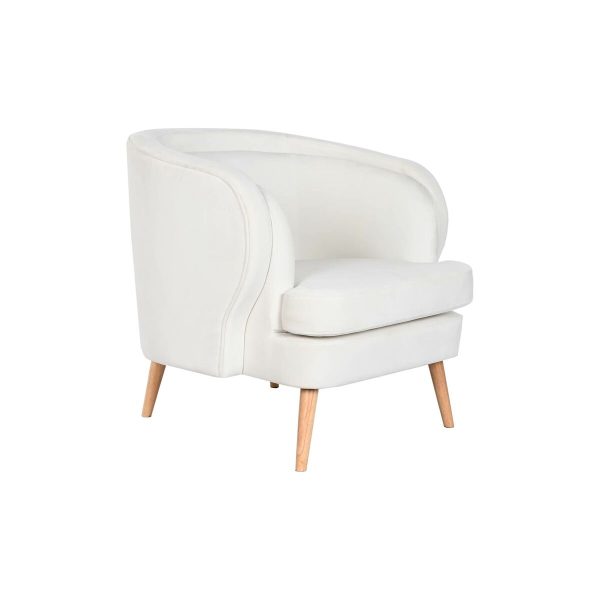 Armchair DKD Home Decor White Natural Wood 91 x 80 x 78 cm Cheap