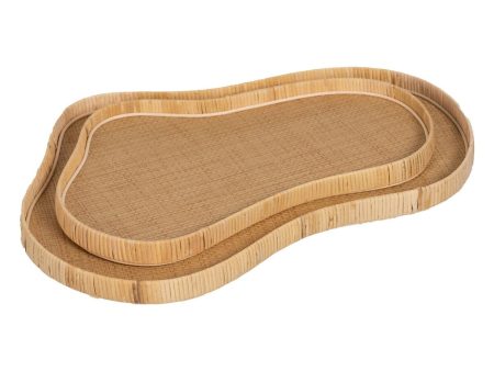 Tray Natural Rattan 57,5 x 38,5 x 4 cm (2 Units) For Cheap