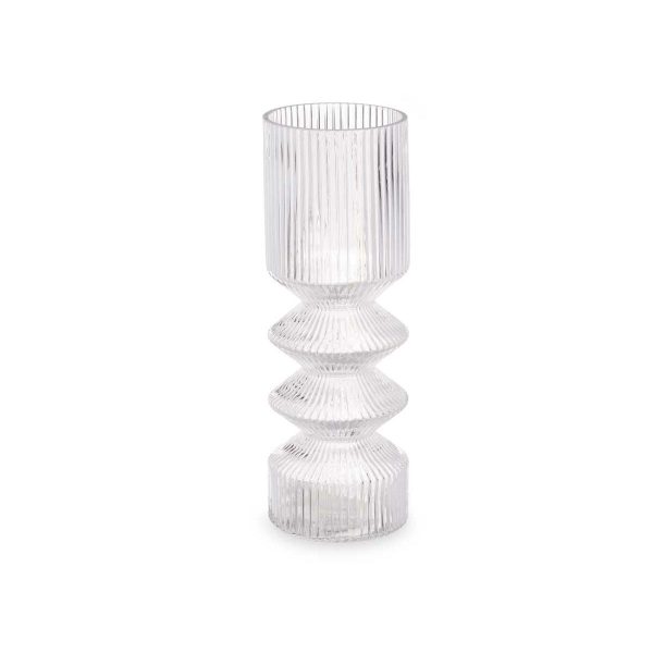 Vase Stripes Transparent Crystal 8 x 23 x 8 cm (8 Units) Online