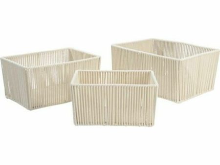 Basket set DKD Home Decor Beige Metal 40 x 30 x 20 cm 3 Pieces Cheap