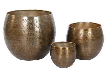 Set of pots Home ESPRIT Golden Aluminium 47 x 47 x 40,5 cm Online now